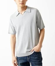 MKFGA61110 MK MICHEL KLEIN HOMME(MKミッシェルクランオム) ニットポロシャツ / リネンタッチハリヌキ ライトグレー