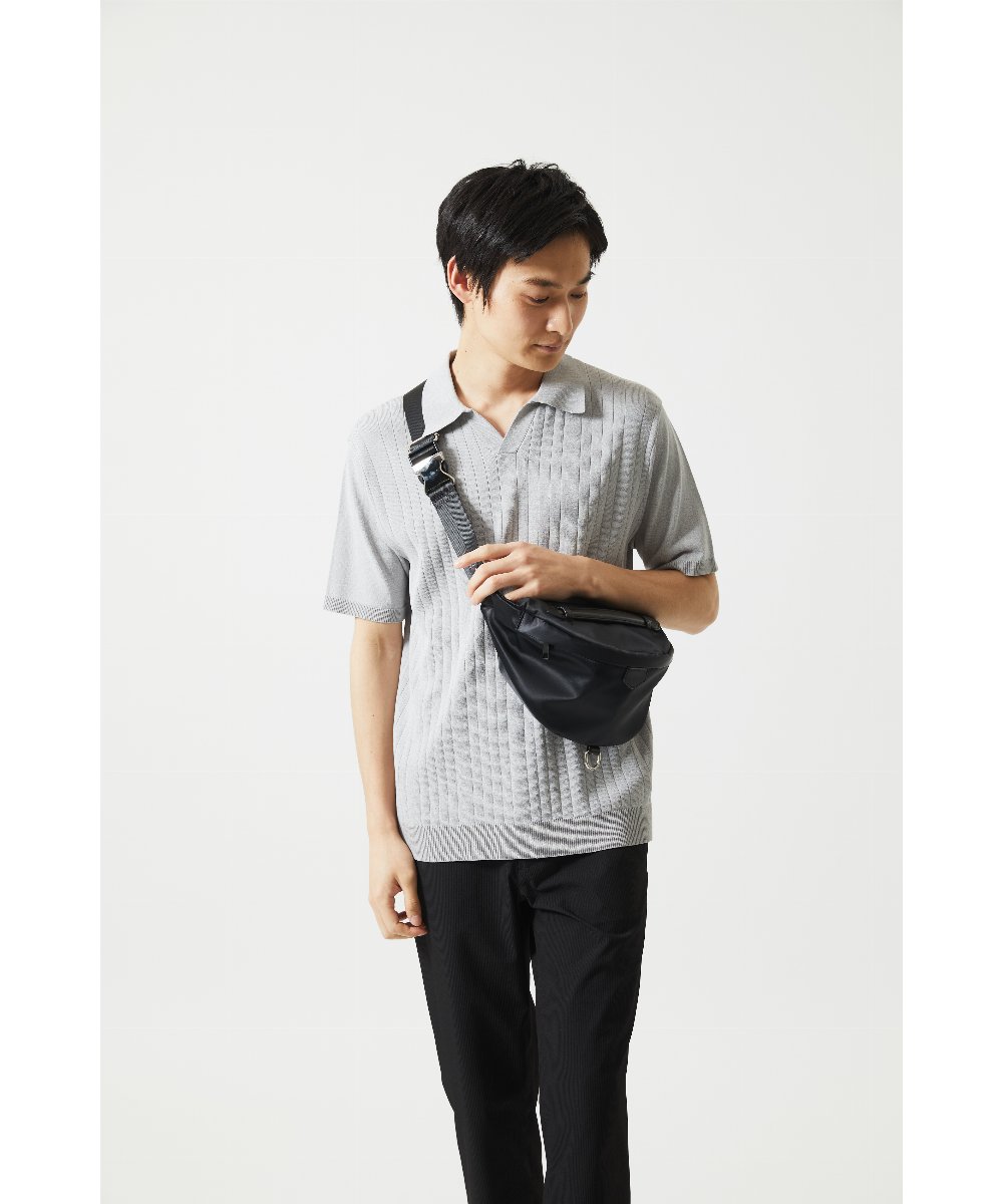 MKFGA61110 MK MICHEL KLEIN HOMME(MKミッシェルクランオム) 【洗える】リネンタッチハリヌキニットポロシャツ ライトグレー