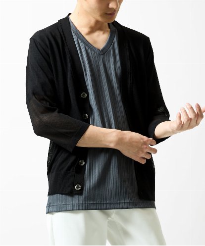 MKFGC19090 MK MICHEL KLEIN HOMME 【洗える】七分袖カーディガン