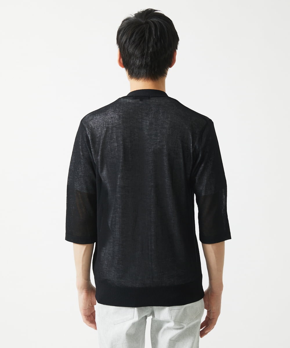MKFGC19090 MK MICHEL KLEIN HOMME(MKミッシェルクランオム) 七分袖カーディガン ブラック