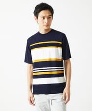 MKFGC20095 MK MICHEL KLEIN HOMME(MKミッシェルクランオム) サマーニット / リネンタッチボーダー ネイビー