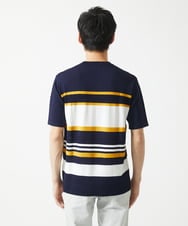 MKFGC20095 MK MICHEL KLEIN HOMME(MKミッシェルクランオム) サマーニット / リネンタッチボーダー ネイビー
