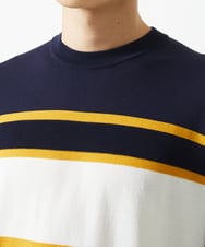 MKFGC20095 MK MICHEL KLEIN HOMME(MKミッシェルクランオム) サマーニット / リネンタッチボーダー ネイビー