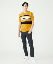 MKFGU06095 MK MICHEL KLEIN HOMME(MKミッシェルクランオム) 大人のニットソー / パネルボーダー マスタード(26)