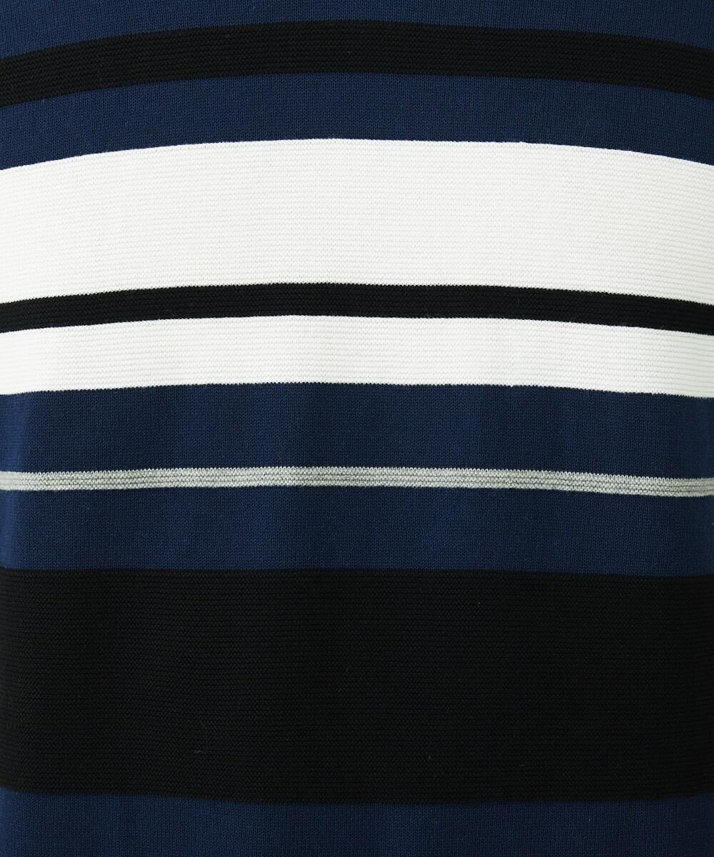 MKFGU06095 MK MICHEL KLEIN HOMME(MKミッシェルクランオム) 大人のニットソー / パネルボーダー ネイビー(57)