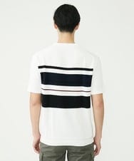 MKFGU06095 MK MICHEL KLEIN HOMME(MKミッシェルクランオム) 大人のニットソー / パネルボーダー ホワイト(90)