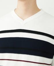 MKFGU06095 MK MICHEL KLEIN HOMME(MKミッシェルクランオム) 大人のニットソー / パネルボーダー ホワイト(90)