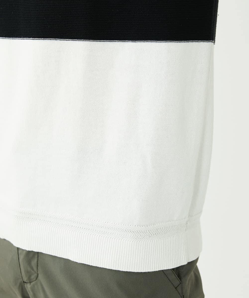 MKFGU06095 MK MICHEL KLEIN HOMME(MKミッシェルクランオム) 大人のニットソー / パネルボーダー ホワイト(90)