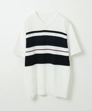 MKFGU06095 MK MICHEL KLEIN HOMME(MKミッシェルクランオム) 大人のニットソー / パネルボーダー ホワイト(90)