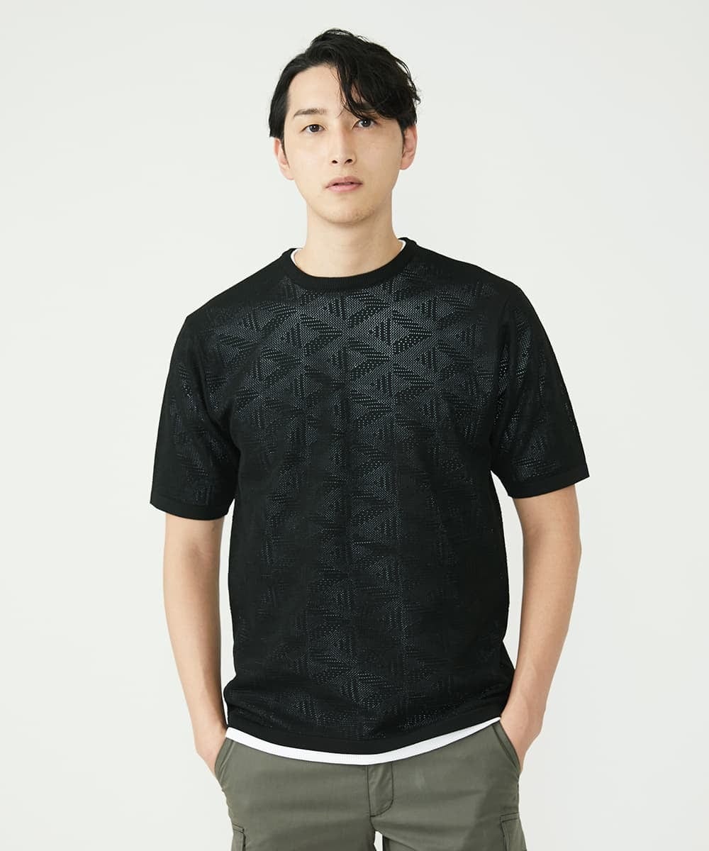 MKFGU07085 MK MICHEL KLEIN HOMME(MKミッシェルクランオム) 大人のニットソー / スポンジニット ブラック(94)