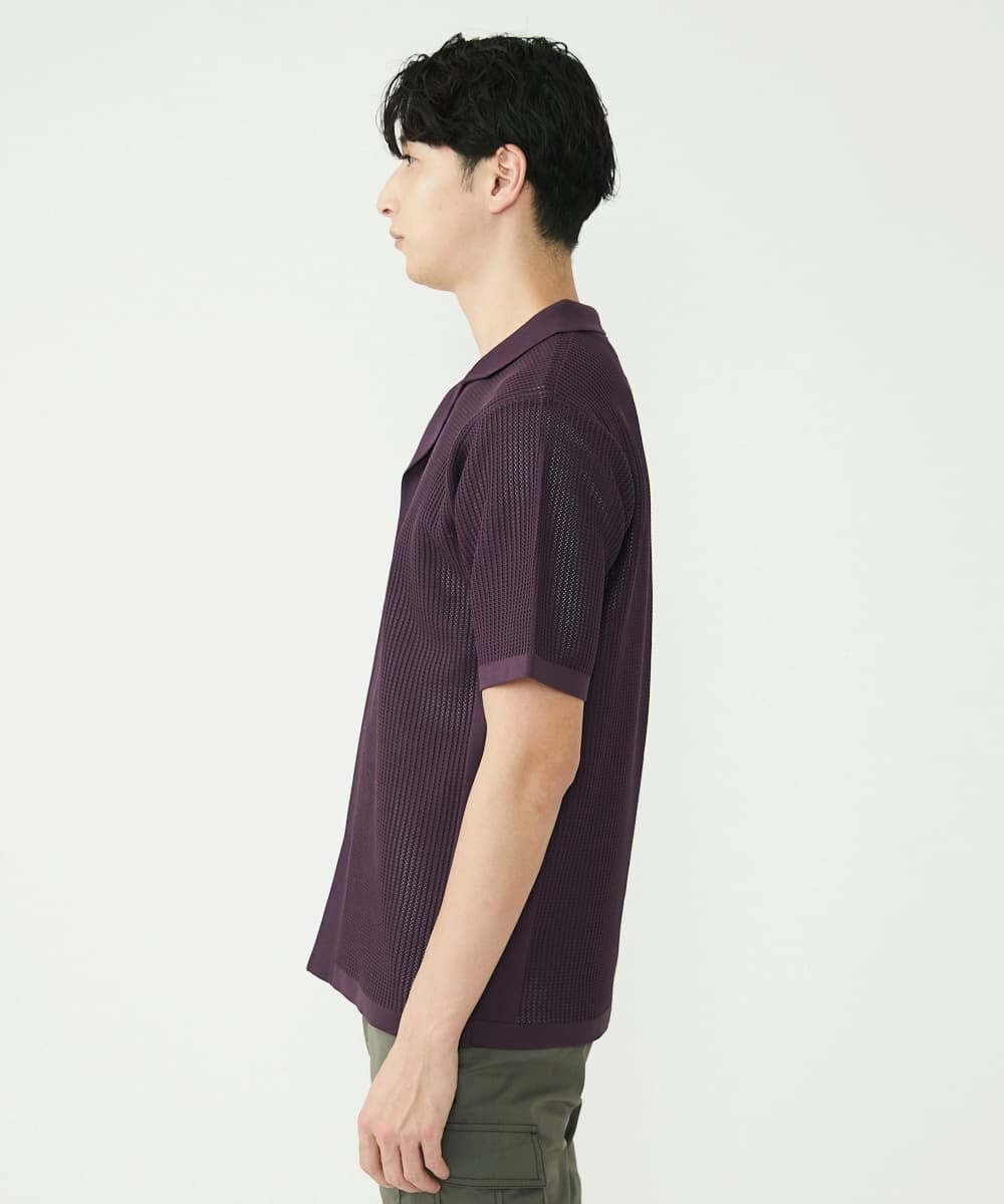 MKFGU08110 MK MICHEL KLEIN HOMME(MKミッシェルクランオム) シアーシャツ / スポンジニット パープル(65)