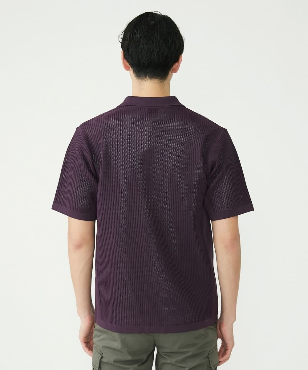 MKFGU08110 MK MICHEL KLEIN HOMME(MKミッシェルクランオム) シアーシャツ / スポンジニット パープル(65)