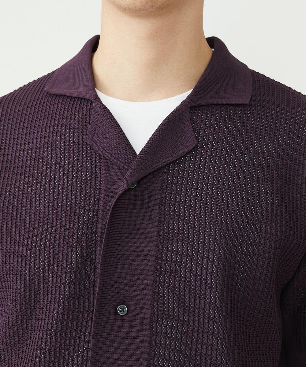 MKFGU08110 MK MICHEL KLEIN HOMME(MKミッシェルクランオム) シアーシャツ / スポンジニット パープル(65)