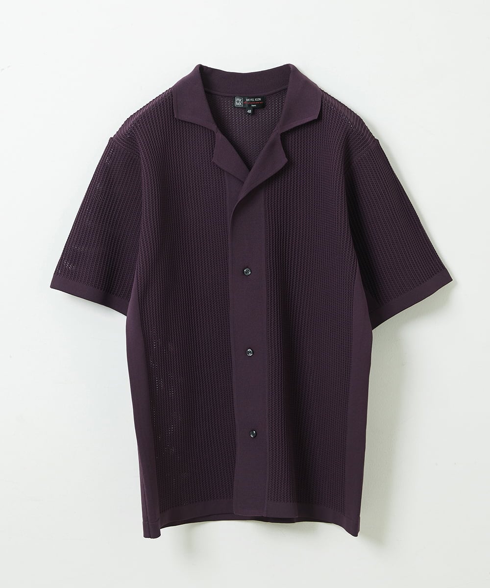 MKFGU08110 MK MICHEL KLEIN HOMME(MKミッシェルクランオム) シアーシャツ / スポンジニット パープル(65)