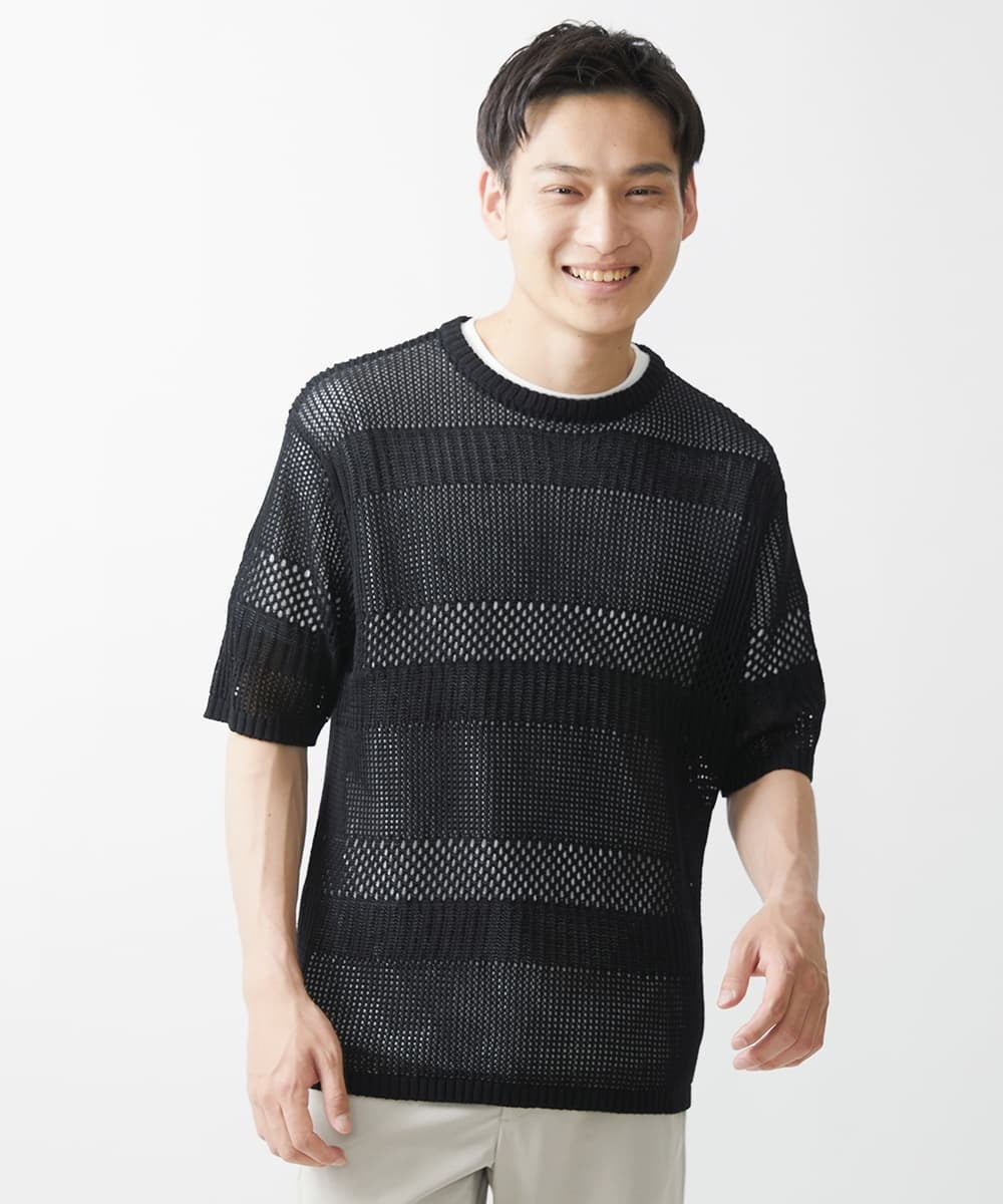 MKFGX20100 MK MICHEL KLEIN HOMME(MKミッシェルクランオム) アンサンブルメッシュ ブラック