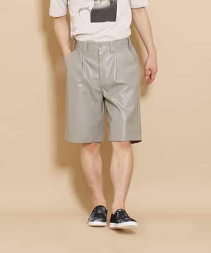 MKGGO40080 MK MICHEL KLEIN HOMME エコレザーストレッチショートパンツ