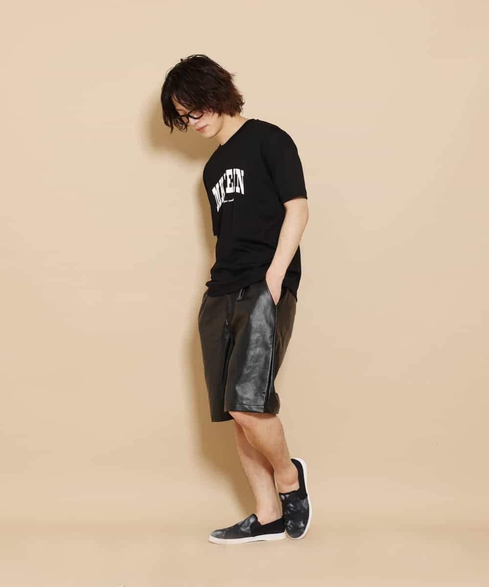 MKGGO40080 MK MICHEL KLEIN HOMME(MKミッシェルクランオム) エコレザーストレッチショートパンツ ブラック