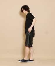 MKGGO40080 MK MICHEL KLEIN HOMME(MKミッシェルクランオム) エコレザーストレッチショートパンツ ブラック