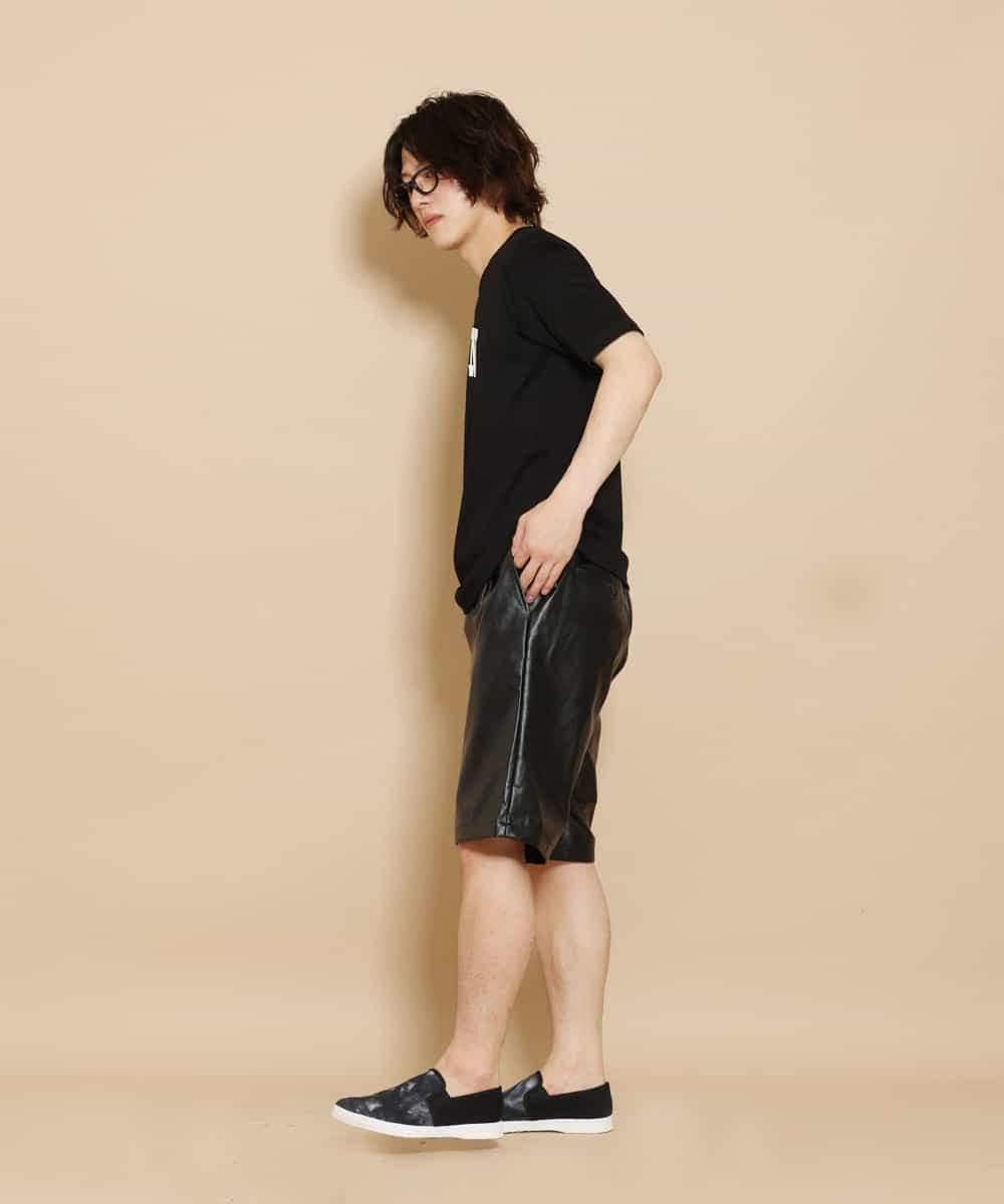 MKGGO40080 MK MICHEL KLEIN HOMME(MKミッシェルクランオム) エコレザーストレッチショートパンツ ブラック