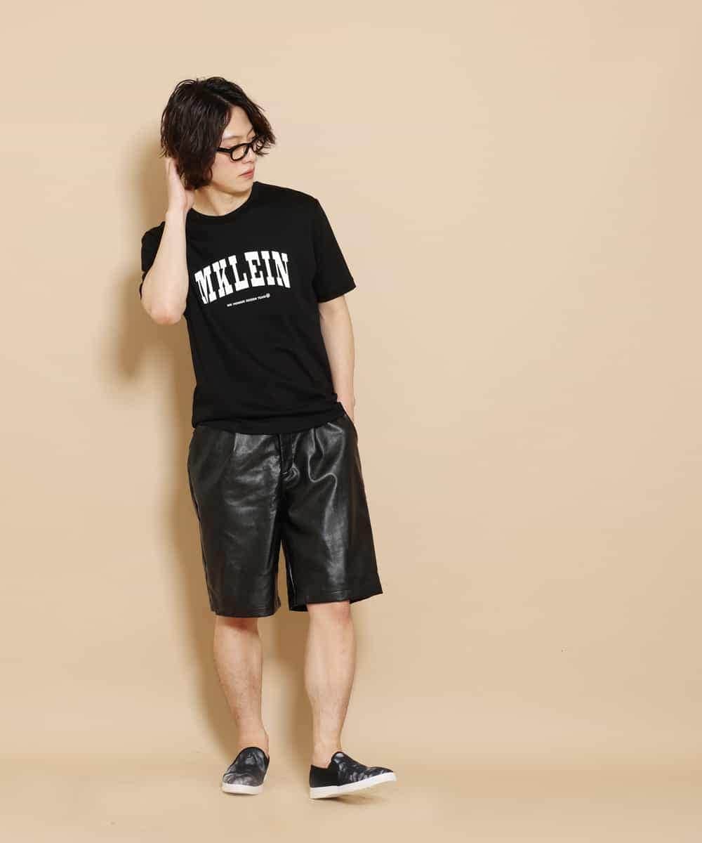 MKGGO40080 MK MICHEL KLEIN HOMME(MKミッシェルクランオム) エコレザーストレッチショートパンツ ブラック