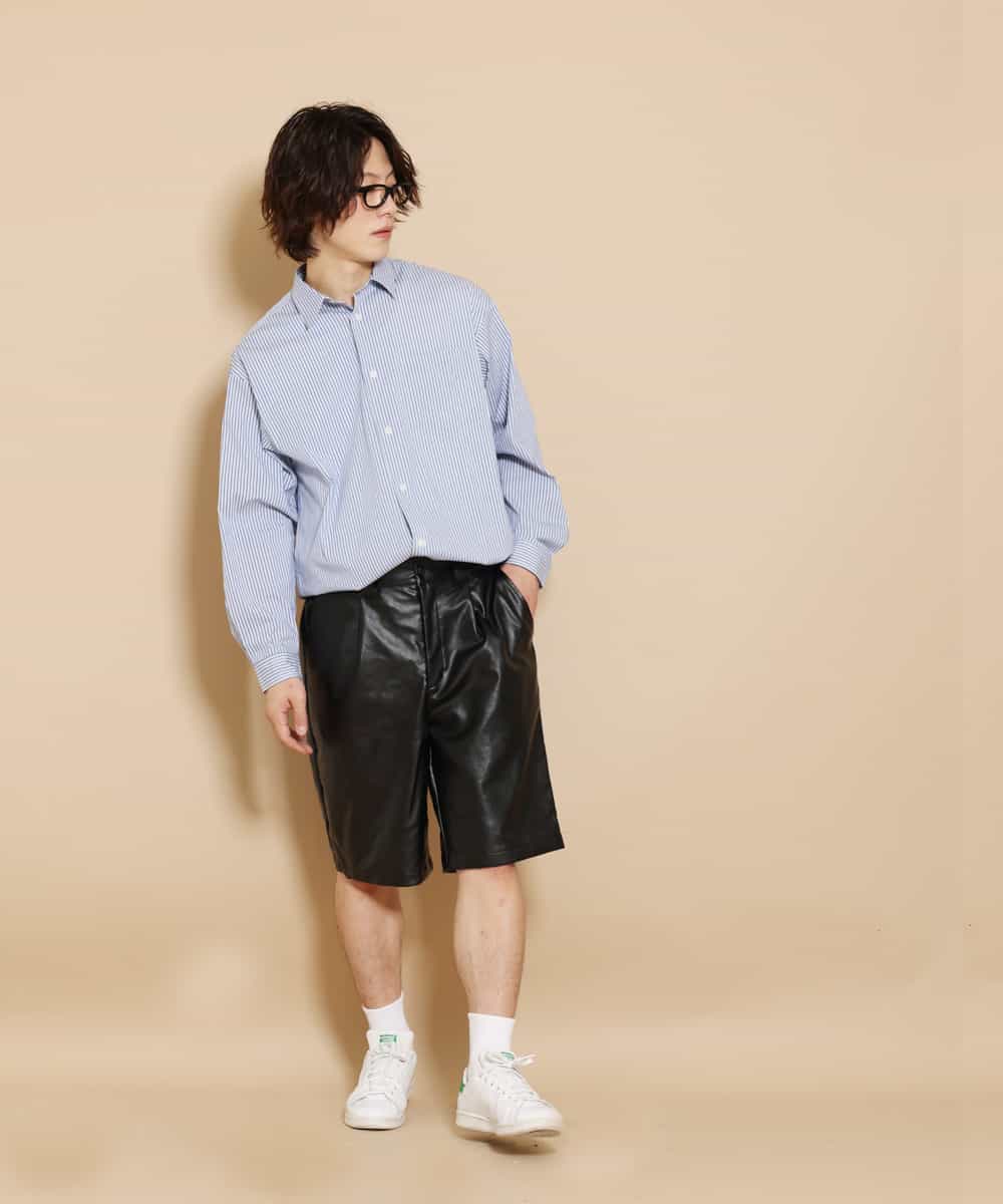 MKGGO40080 MK MICHEL KLEIN HOMME(MKミッシェルクランオム) エコレザーストレッチショートパンツ ブラック