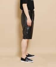 MKGGO40080 MK MICHEL KLEIN HOMME(MKミッシェルクランオム) エコレザーストレッチショートパンツ ブラック