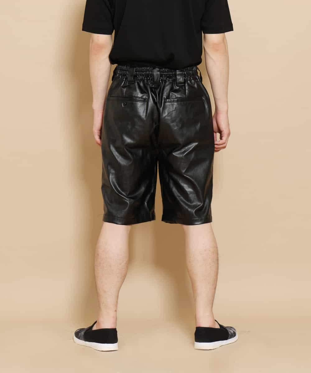 MKGGO40080 MK MICHEL KLEIN HOMME(MKミッシェルクランオム) エコレザーストレッチショートパンツ ブラック