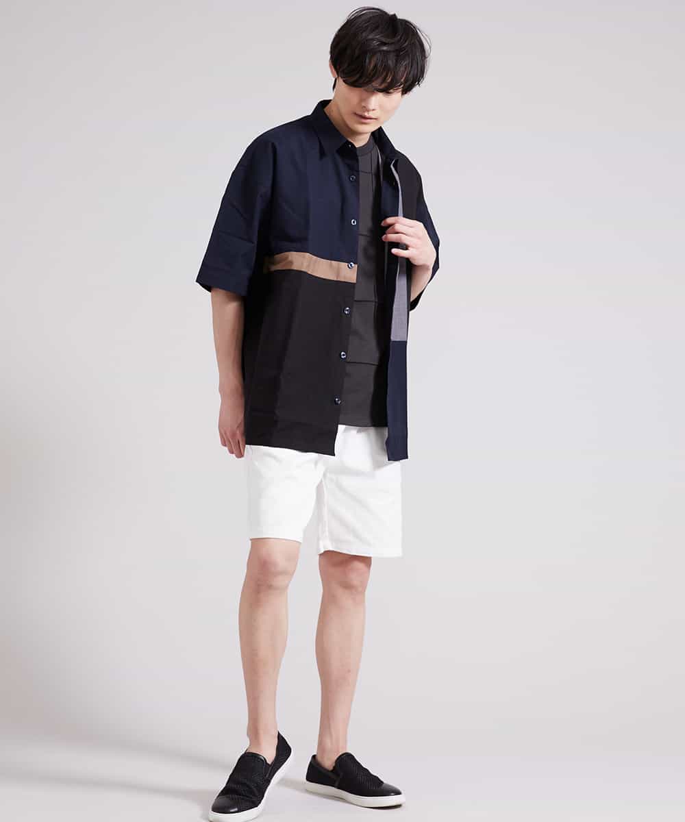 MKGGR41059 MK MICHEL KLEIN HOMME(MKミッシェルクランオム) コットンツイルショートパンツ ホワイト
