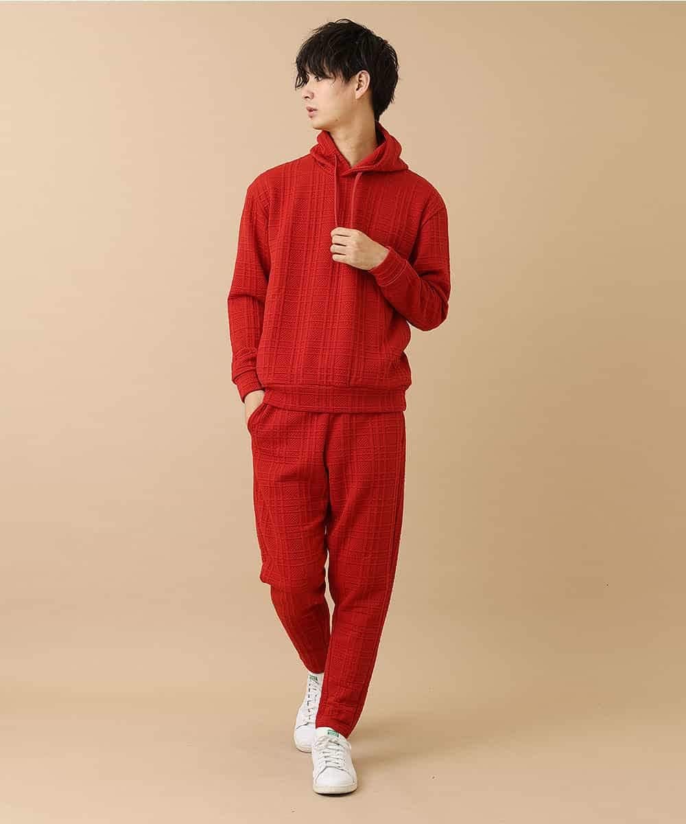 MKHAO31089 MK MICHEL KLEIN HOMME(MKミッシェルクランオム) 【ワンマイルウェア】フクレチェックパンツ オレンジ