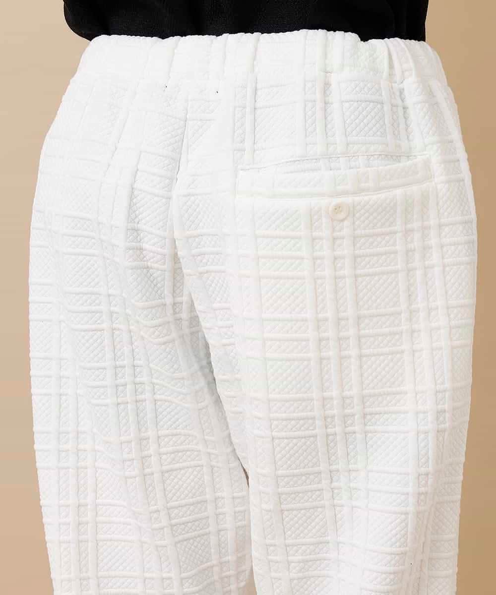 MKHAO31089 MK MICHEL KLEIN HOMME(MKミッシェルクランオム) 【ワンマイルウェア】フクレチェックパンツ ホワイト