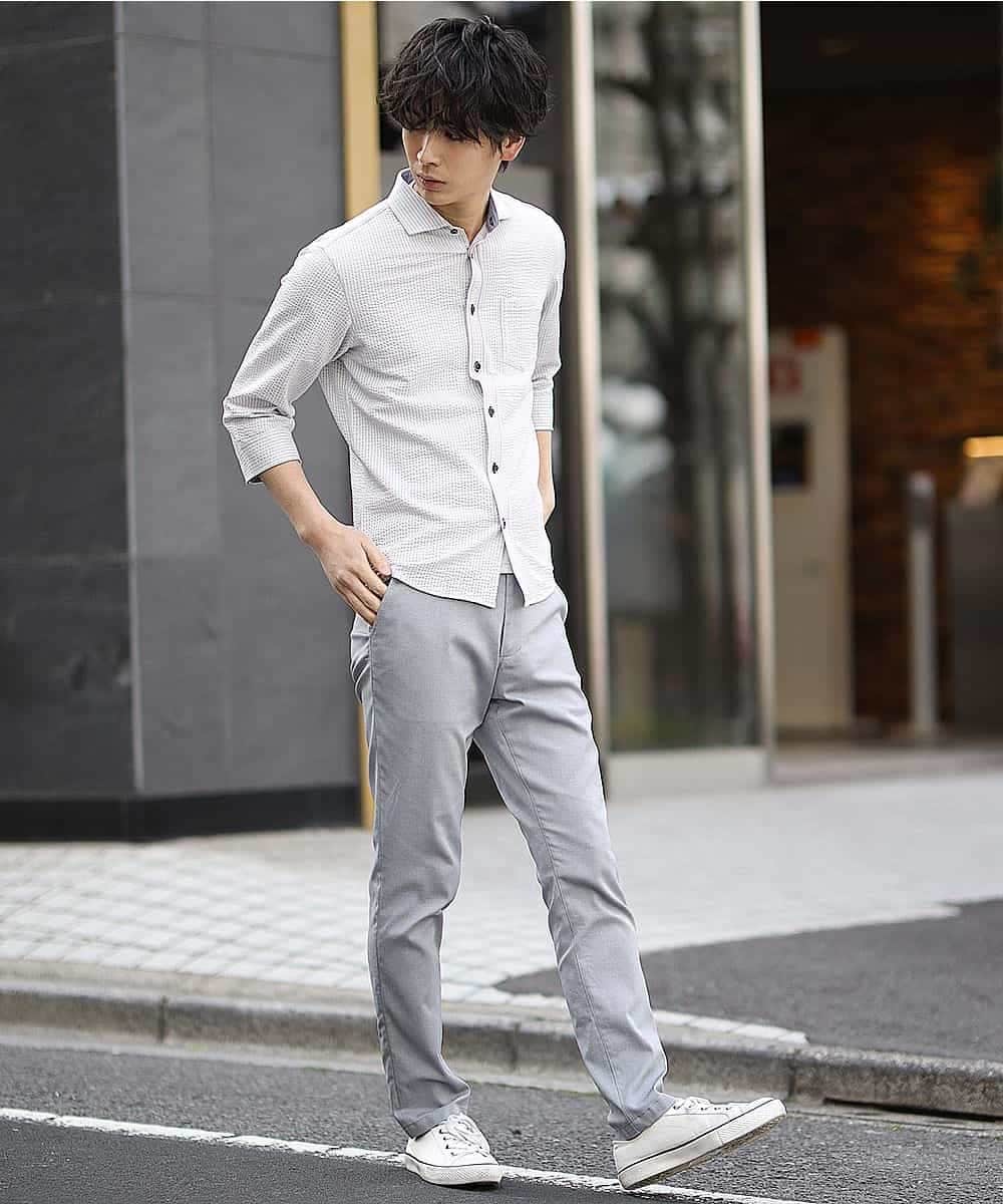 MKHHJ72130 MK MICHEL KLEIN HOMME(MKミッシェルクランオム) パンツ／クールモーションダイヤモンドオックス グレー