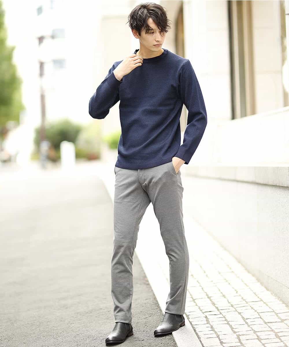 MKIAJ18075 MK MICHEL KLEIN HOMME(MKミッシェルクランオム) ニット／クルーネック ネイビー