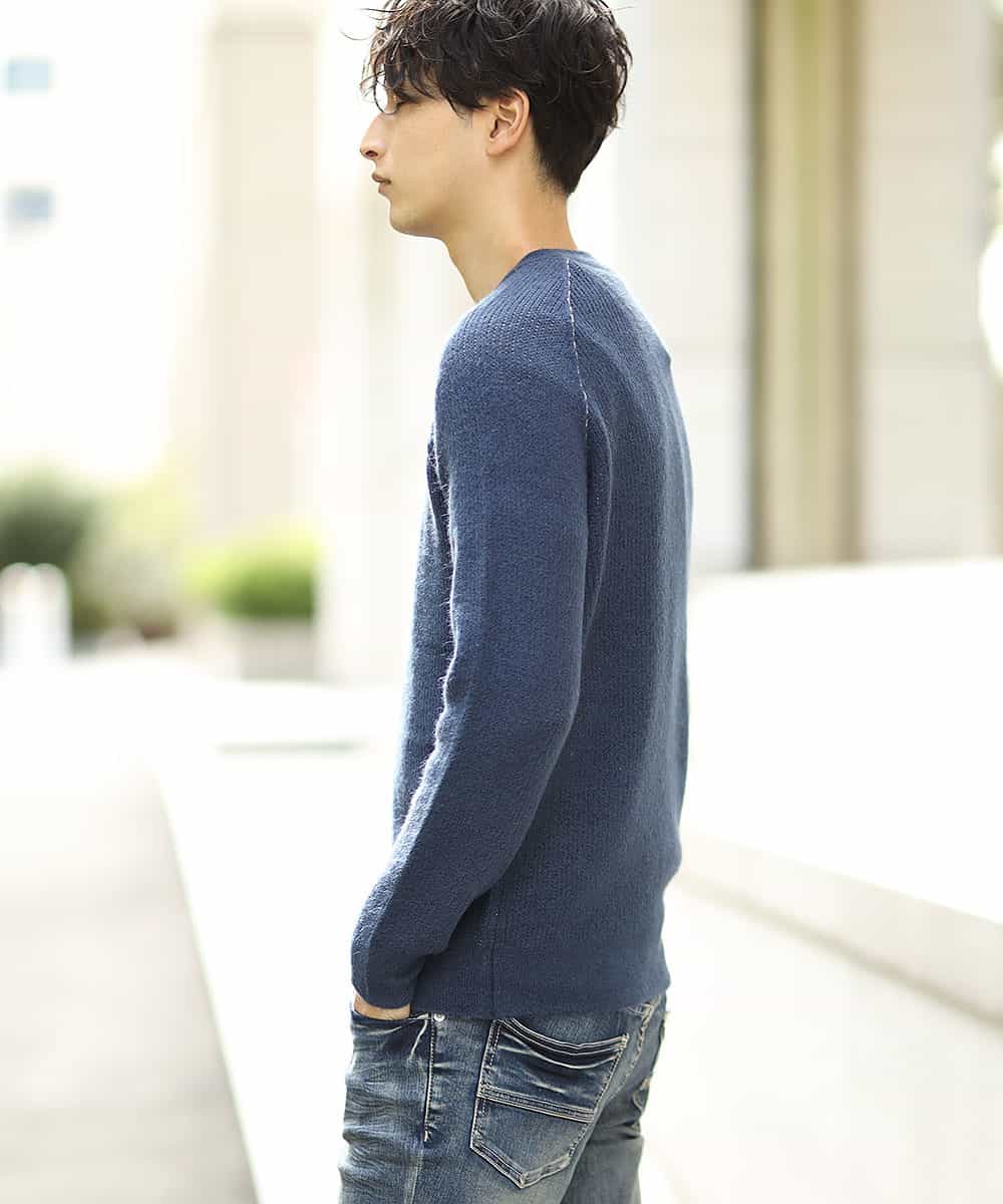 MKIAJ20095 MK MICHEL KLEIN HOMME(MKミッシェルクランオム) リバーシブルニット／リバーアクリルウール ブルー
