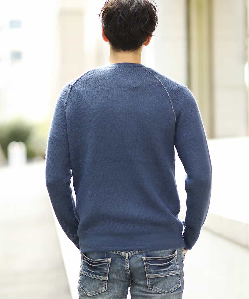 MKIAJ20095 MK MICHEL KLEIN HOMME(MKミッシェルクランオム) リバーシブルニット／リバーアクリルウール ブルー