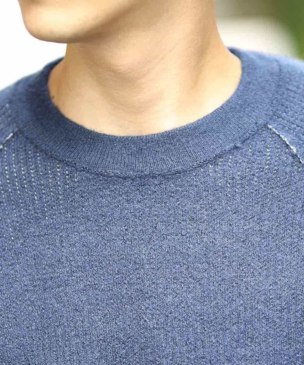 MKIAJ20095 MK MICHEL KLEIN HOMME(MKミッシェルクランオム) リバーシブルニット／リバーアクリルウール ブルー