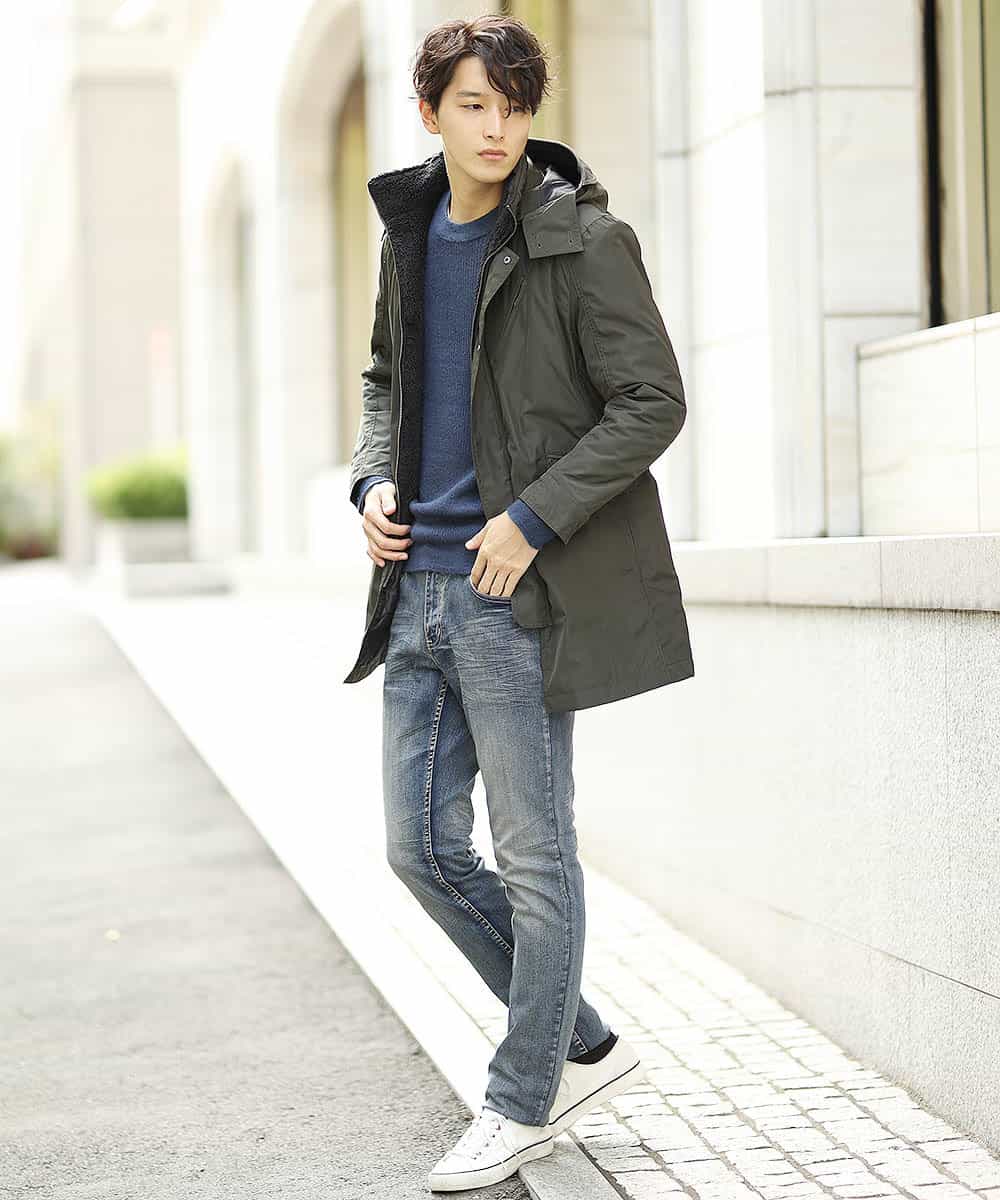 MKIAJ20095 MK MICHEL KLEIN HOMME(MKミッシェルクランオム) リバーシブルニット／リバーアクリルウール ブルー