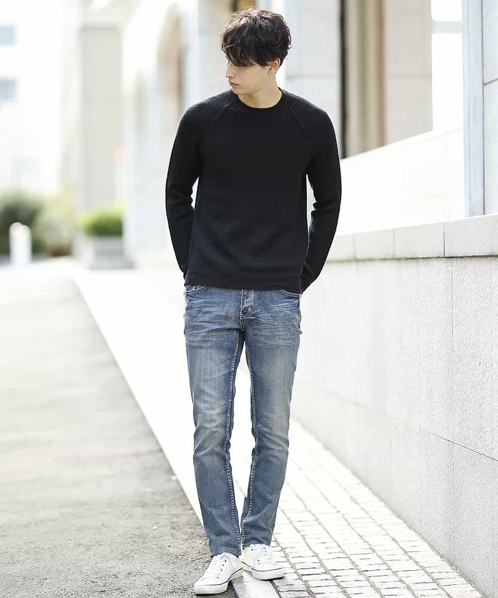 MKIAJ20095 MK MICHEL KLEIN HOMME(MKミッシェルクランオム) リバーシブルニット／リバーアクリルウール ブラック