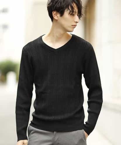 MKIAJ54095 MK MICHEL KLEIN homme 【ON / OFF switching 】Vネックニット/ネオディライト