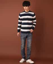 MKIAL06085 MK MICHEL KLEIN HOMME(MKミッシェルクランオム) ふわふわニット／モールMIXボーダー ネイビー