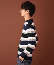MKIAL06085 MK MICHEL KLEIN HOMME(MKミッシェルクランオム) ふわふわニット／モールMIXボーダー ネイビー