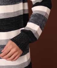 MKIAL06085 MK MICHEL KLEIN HOMME(MKミッシェルクランオム) ふわふわニット／モールMIXボーダー ブラック