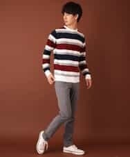 MKIAL06085 MK MICHEL KLEIN HOMME(MKミッシェルクランオム) ふわふわニット／モールMIXボーダー ゴールド