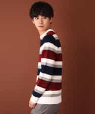 MKIAL06085 MK MICHEL KLEIN HOMME(MKミッシェルクランオム) ふわふわニット／モールMIXボーダー ゴールド