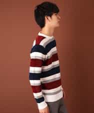 MKIAL06085 MK MICHEL KLEIN HOMME(MKミッシェルクランオム) ふわふわニット／モールMIXボーダー ゴールド