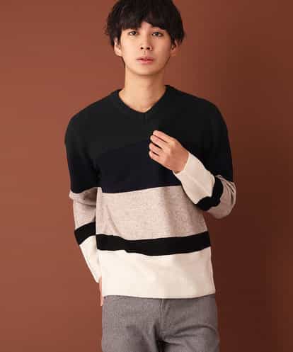 MKIAL59095 MK MICHEL KLEIN homme Vネックニット/ヤクウールナイロン