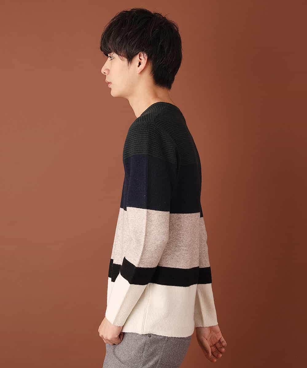 MKIAL59095 MK MICHEL KLEIN HOMME(MKミッシェルクランオム) Vネックニット／ヤクウールナイロン グリーン