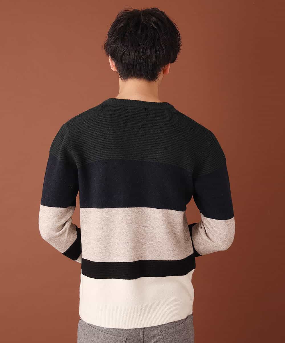 MKIAL59095 MK MICHEL KLEIN HOMME(MKミッシェルクランオム) Vネックニット／ヤクウールナイロン グリーン
