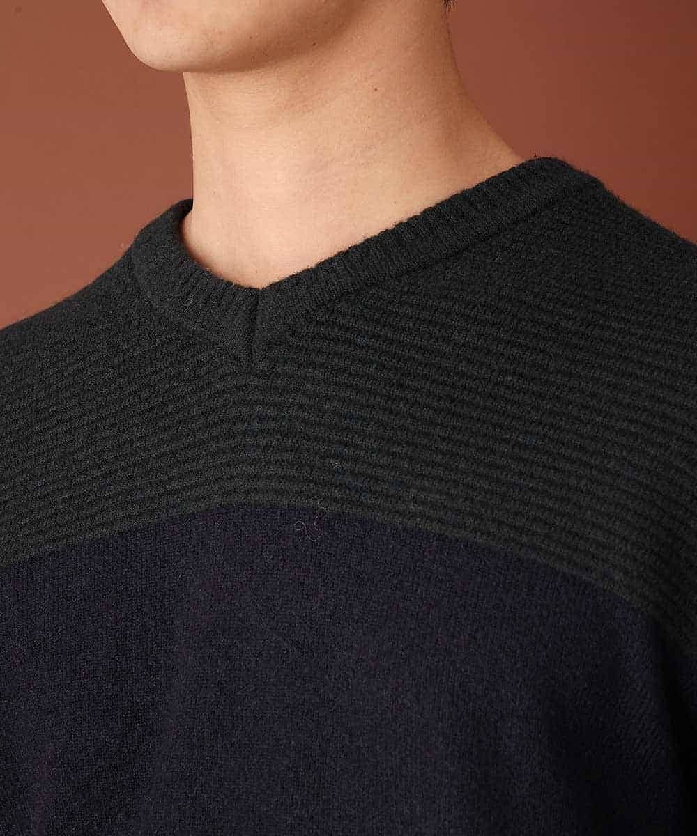 MKIAL59095 MK MICHEL KLEIN HOMME(MKミッシェルクランオム) Vネックニット／ヤクウールナイロン グリーン