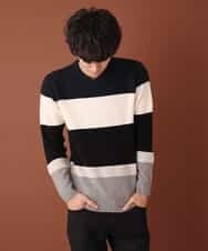 MKIAL59095 MK MICHEL KLEIN HOMME(MKミッシェルクランオム) Vネックニット／ヤクウールナイロン ネイビー