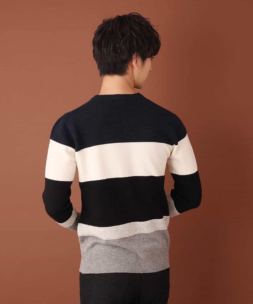 MKIAL59095 MK MICHEL KLEIN HOMME(MKミッシェルクランオム) Vネックニット／ヤクウールナイロン ネイビー